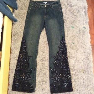 Beaded vintage bell bottom jeans NEVER WORN
